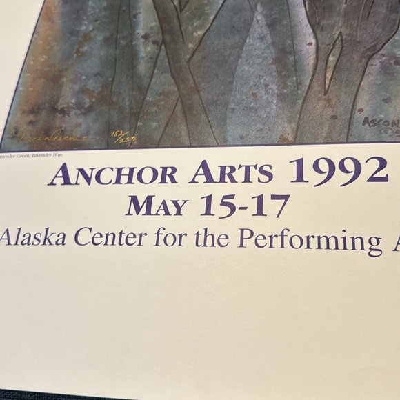 Teresa Ascone signed poster 1991 vintage anchor arts Alaska Center - Picture 2 of 8